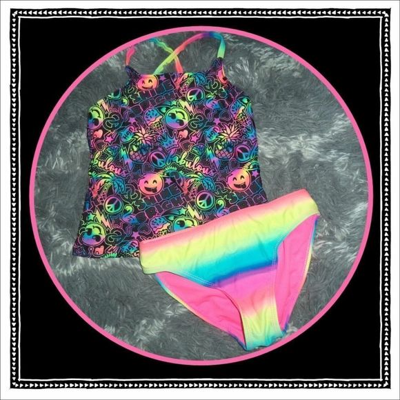 WONDER NATION~2 PC SWIMSUIT TOP/BOTTOM BIKINI RAINBOW TIE DYE~GIRLS SIZE M 7-8 - Picture 2 of 4